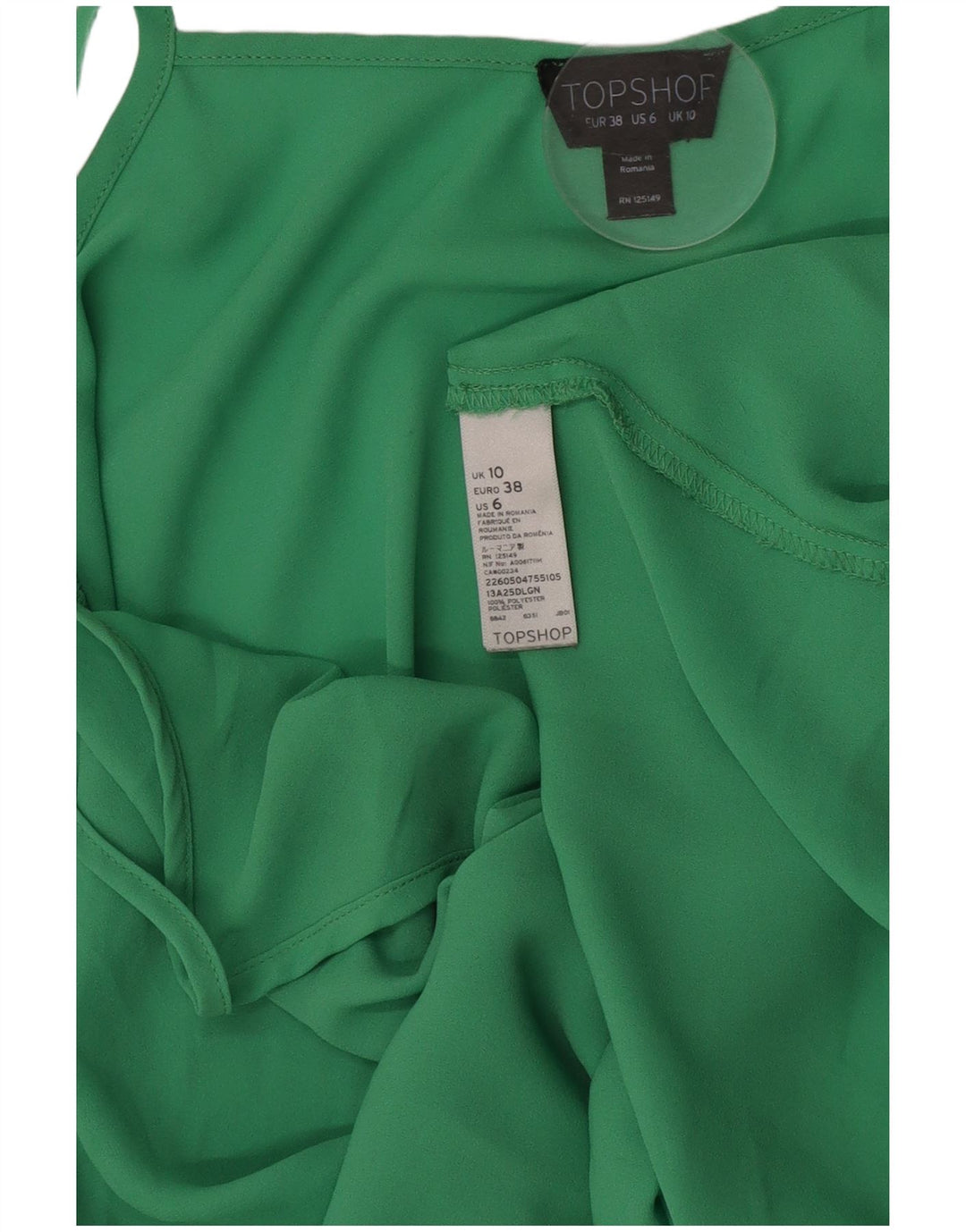 Topshop feminino Cami Top UK 10 pequeno poliéster verde
