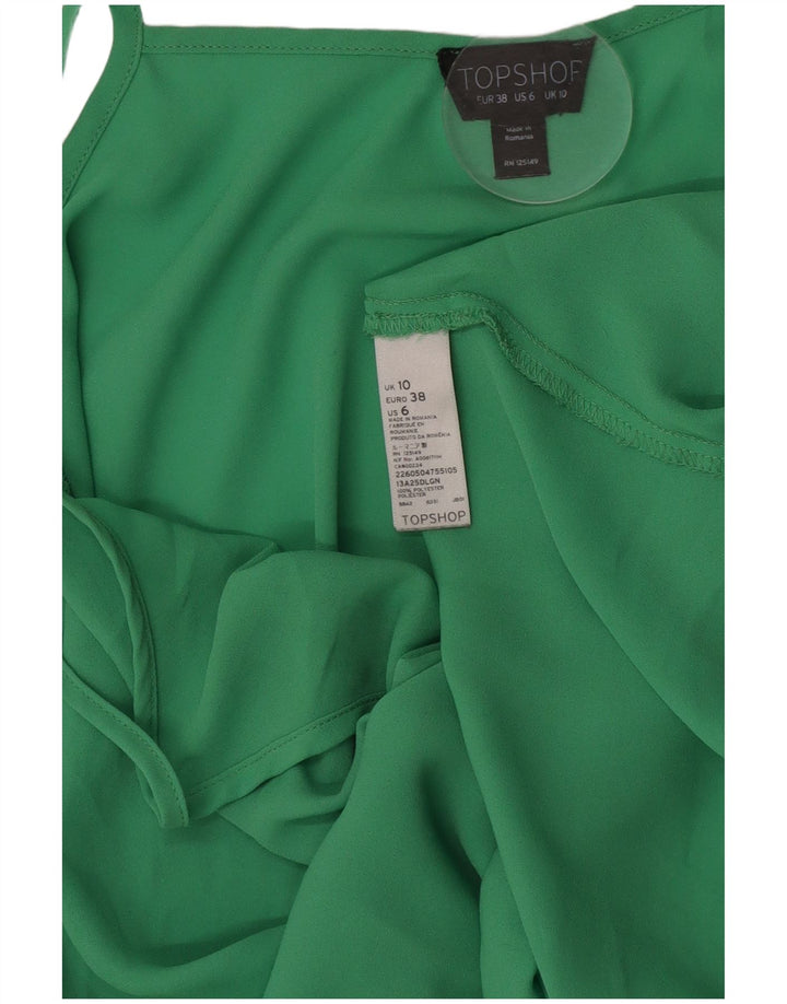 Topshop feminino Cami Top UK 10 pequeno poliéster verde