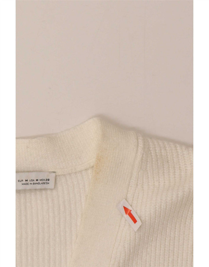 Suéter cardigã feminino Zara Reino Unido 12 viscose branca média