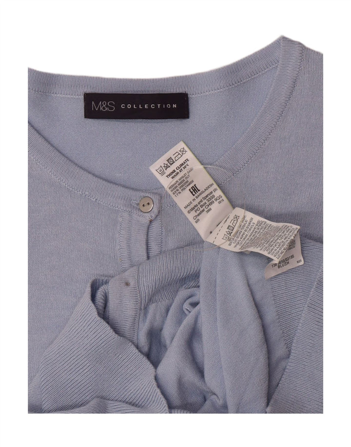 Suéter cardigã feminino Marks & Spencer UK 14 viscose azul médio