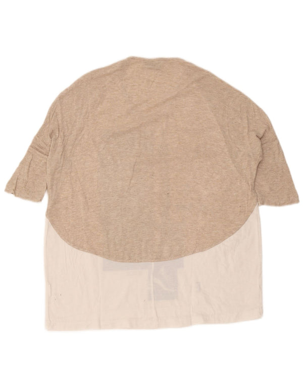 Zara Camiseta feminina gráfica Top UK 14 Medium White Colorblock
