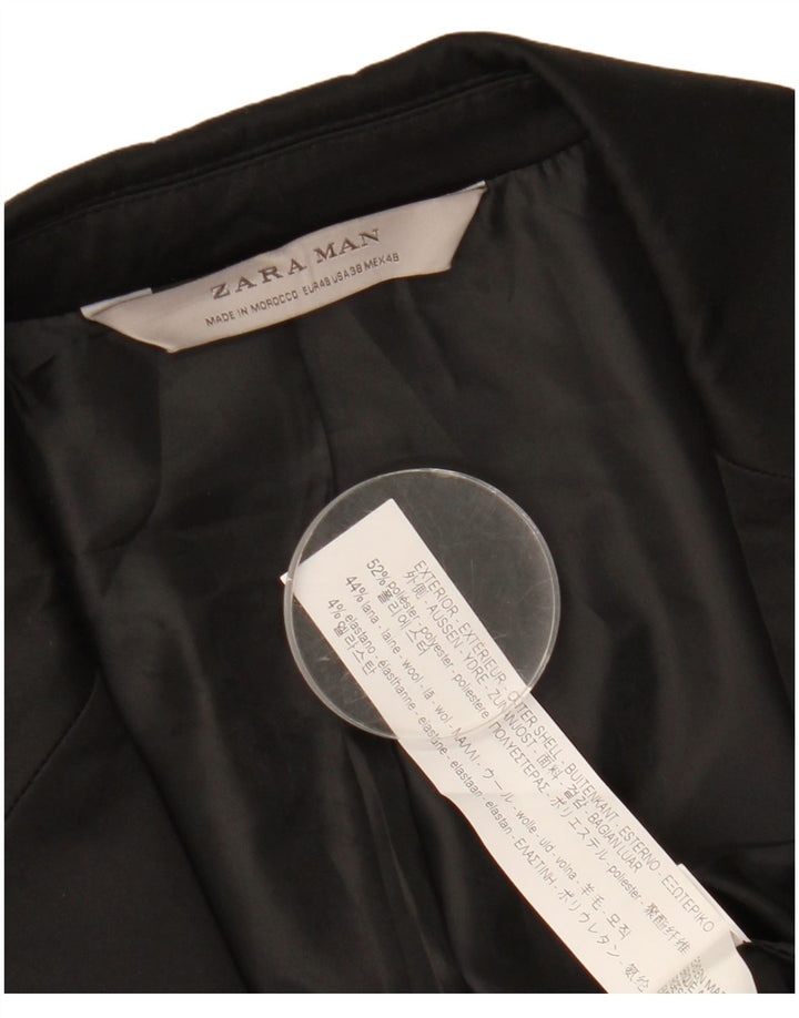 Jaqueta blazer masculina Zara com 1 botão EU 48 poliéster preto médio
