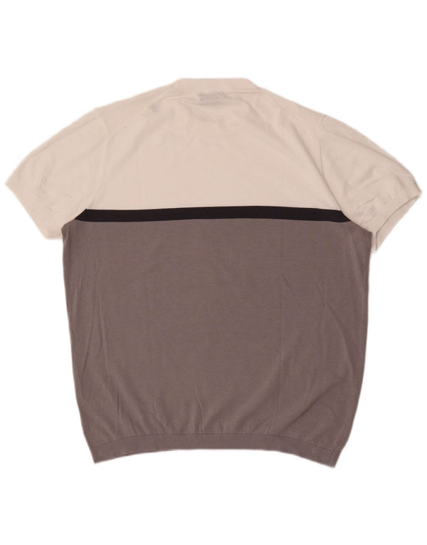 Camiseta gráfica masculina Massimo Dutti Top XL branco colorblock algodão