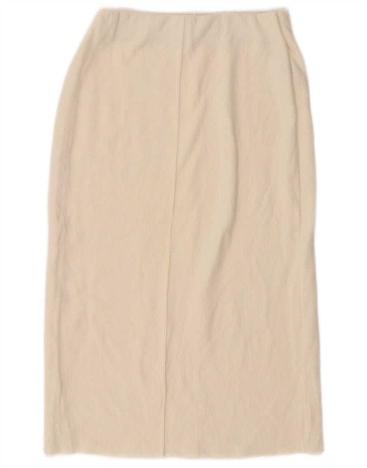 Saia midi reta feminina ZARA pequena W26 poliéster branco