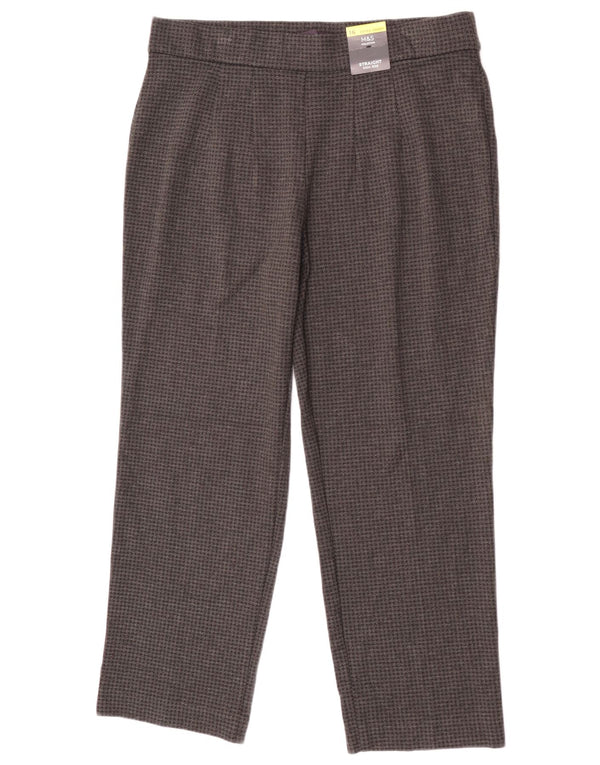 Calça casual feminina de cintura alta Marks & Spencer Reino Unido 16 grande W34 L26 cinza