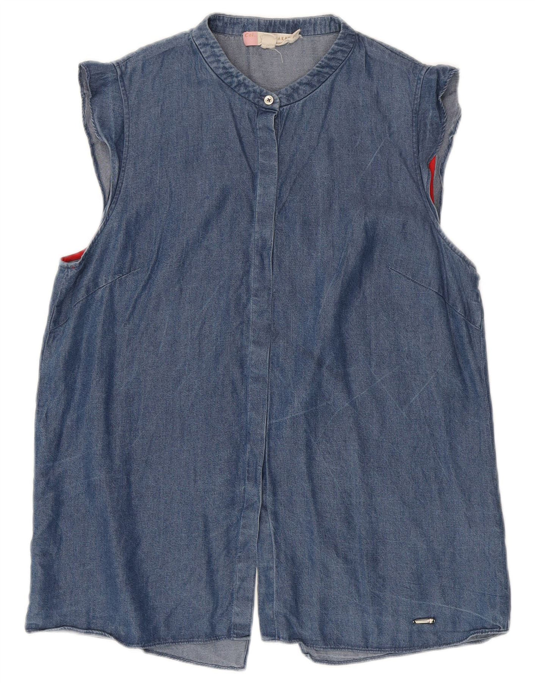 Camisa jeans feminina Ted Baker, corte solto, sem mangas, tamanho 2, pequeno, azul, Lyocell