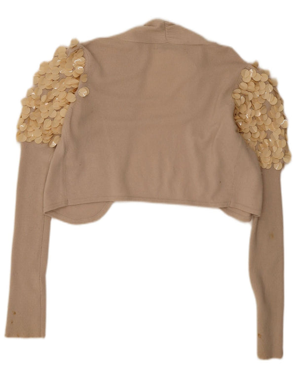 Bolero feminino Reiss Jumper UK 14 viscose bege médio