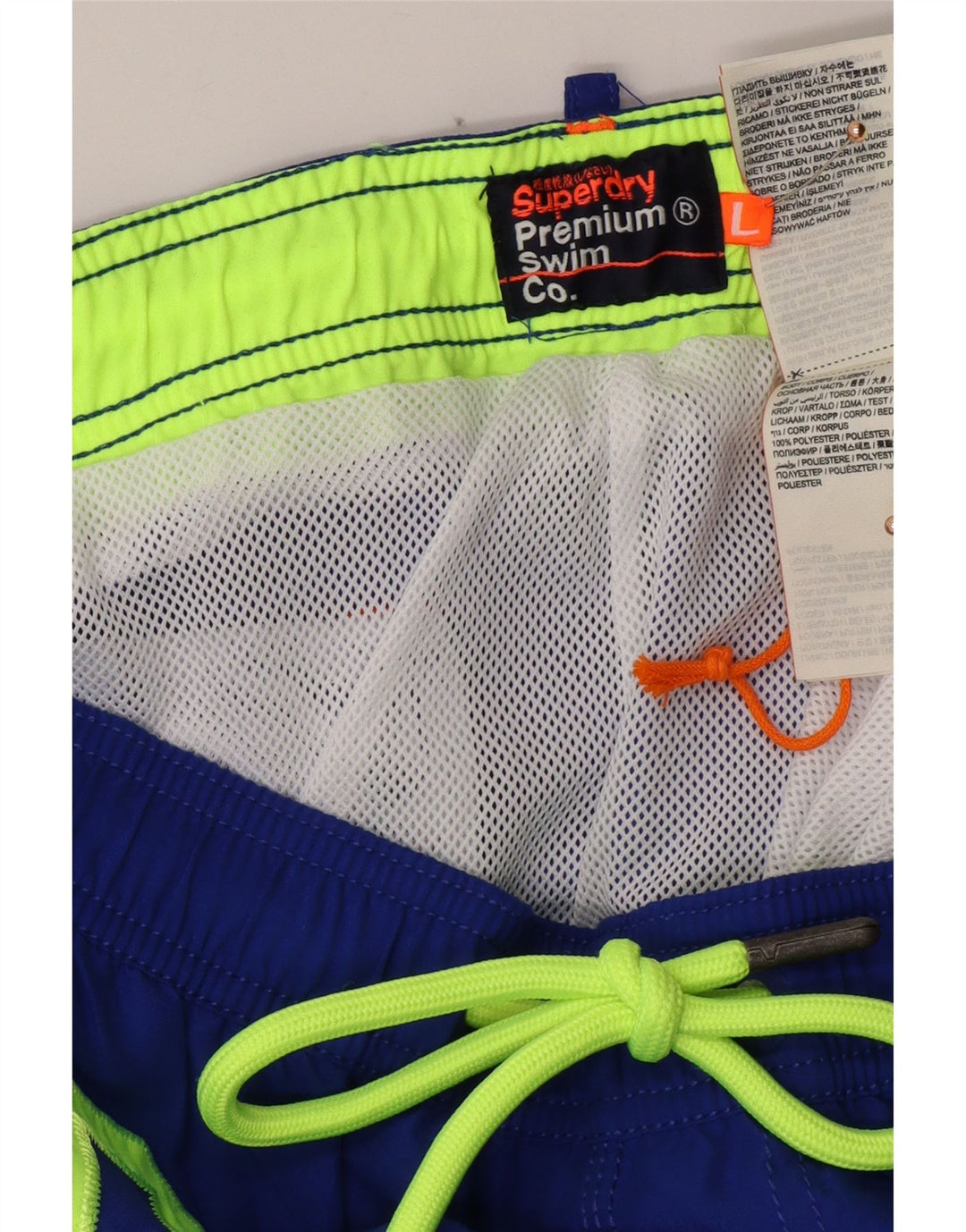 Shorts de natação masculino SUPERDRY gráfico grande azul poliéster