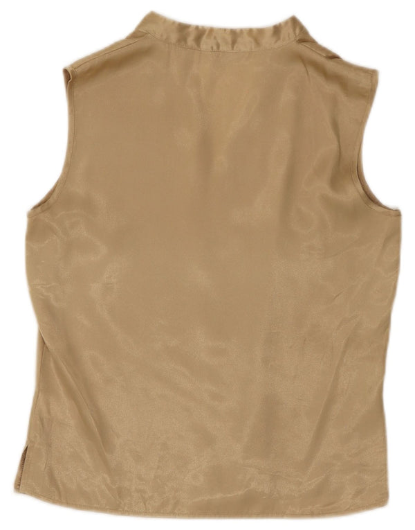 Blusa feminina sem mangas Marks & Spencer Reino Unido 10 pequena dourada poliéster