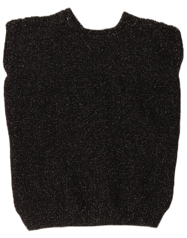 Colete feminino vintage regata UK 12 médio preto manchado