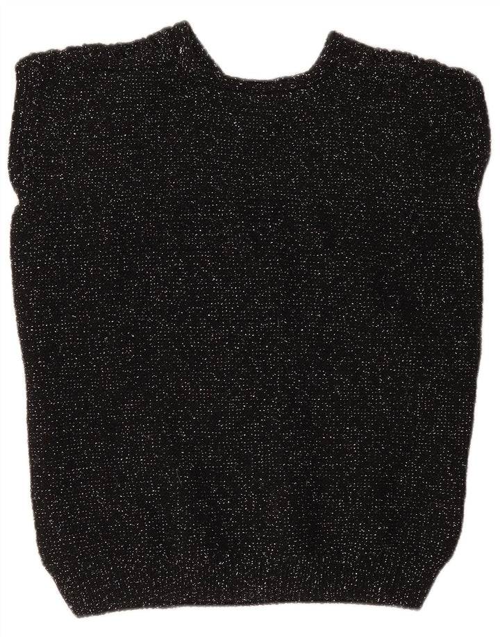 Colete feminino vintage regata UK 12 médio preto manchado