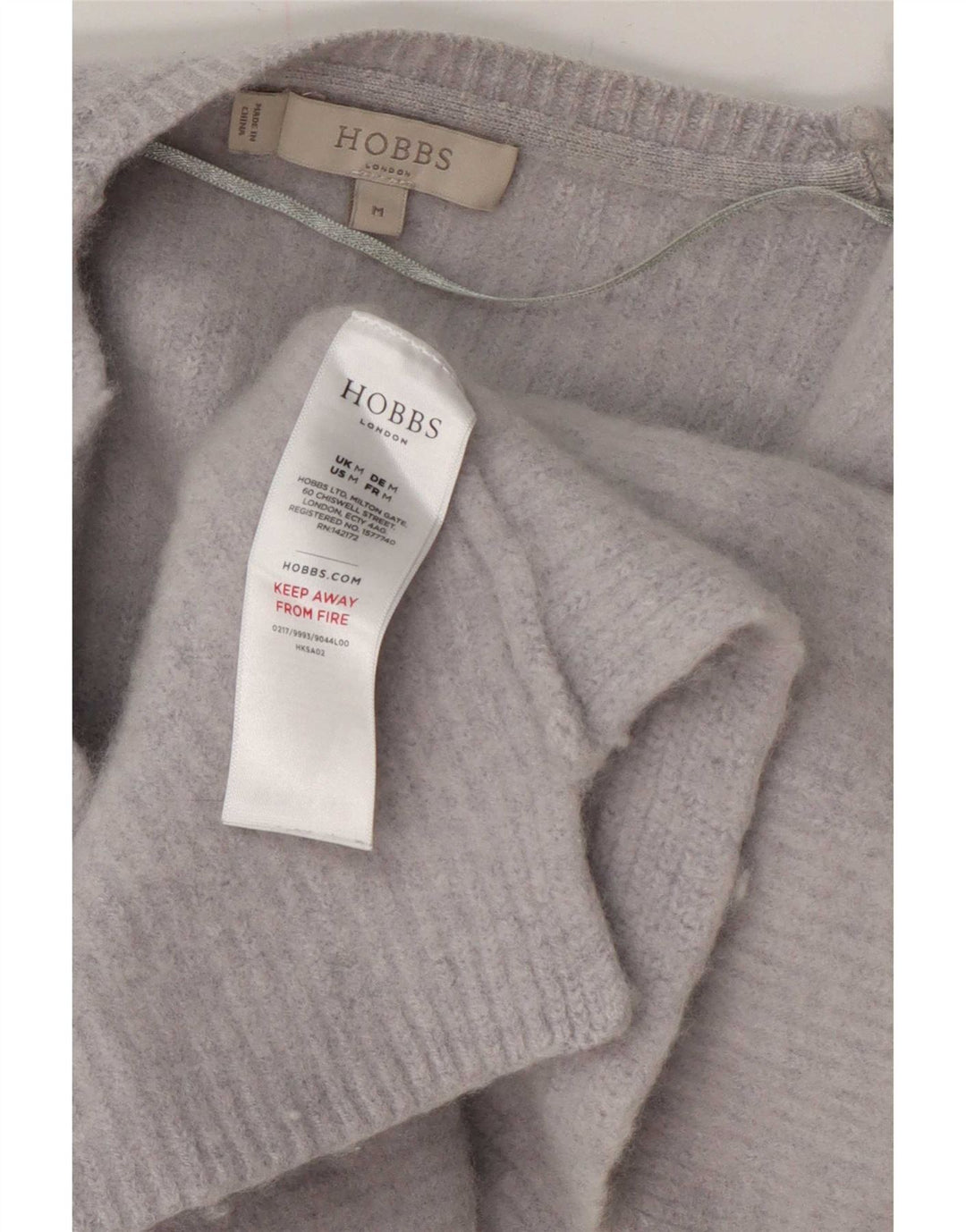 Suéter feminino Hobbs com corte aberto e cardigan Reino Unido 12 lã azul médio