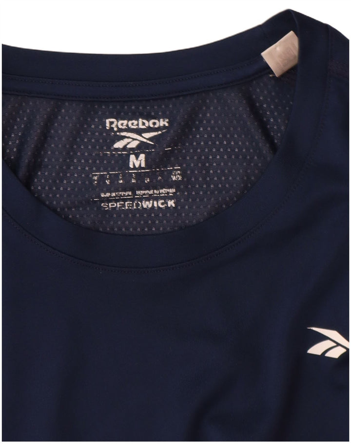 Camiseta masculina Reebok Speedwick Top médio azul marinho poliéster