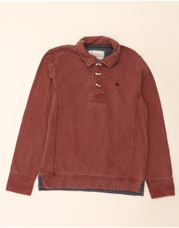 Fat Face Mens Polo Pescoço Camisola Jumper Pequeno Algodão Vermelho