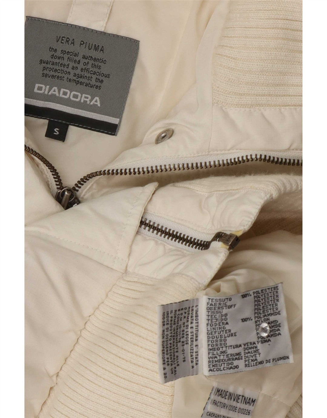Jaqueta feminina com capuz bomber acolchoada Diadora UK 10 poliéster branco pequeno