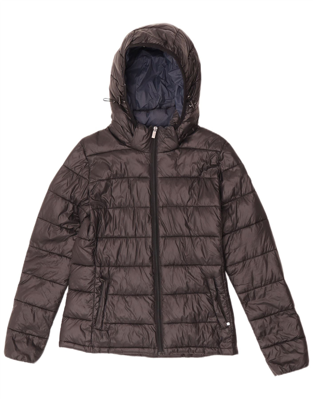 Jaqueta acolchoada com capuz feminino Best Company UK 12 nylon preto médio