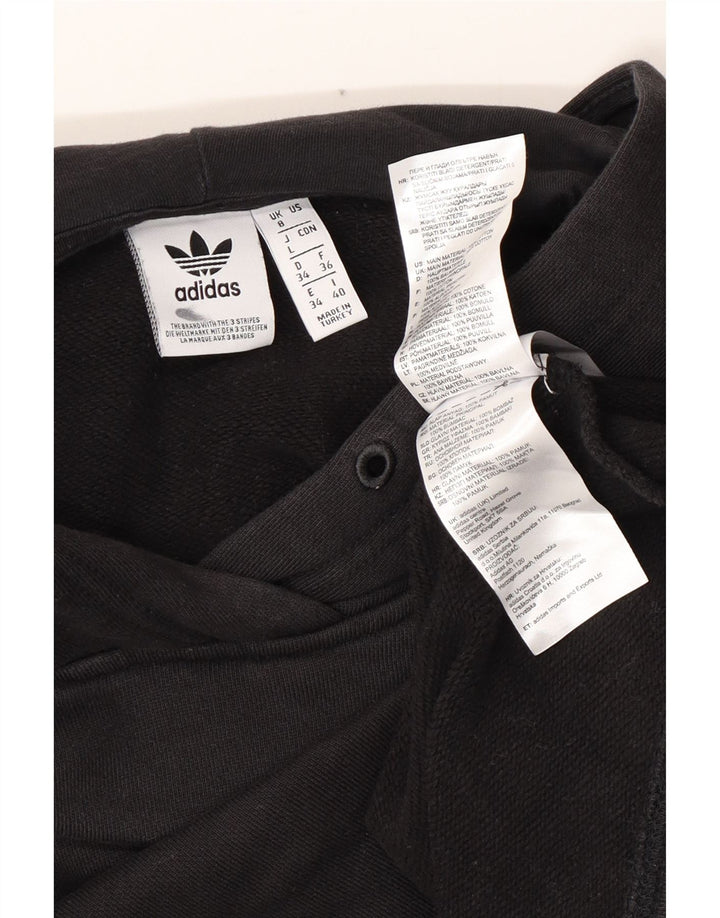 ADIDAS Womens Oversized Crop Hoodie Jumper Reino Unido 8 Pequeno Algodão Preto