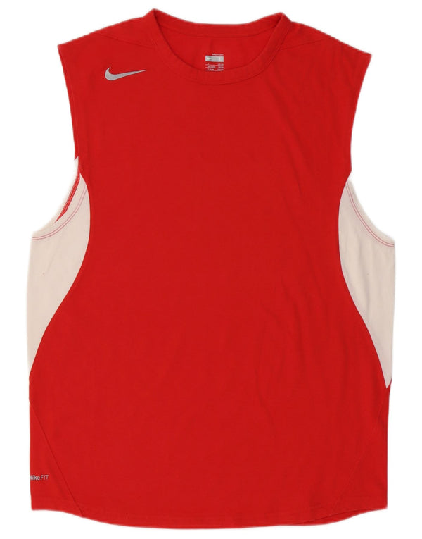 Colete masculino Nike UK 42/44 grande vermelho colorblock algodão esportivo