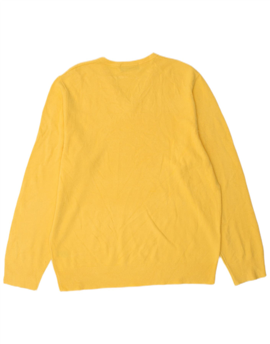 Suéter masculino Marks & Spencer Blue Harbor com decote em V grande amarelo