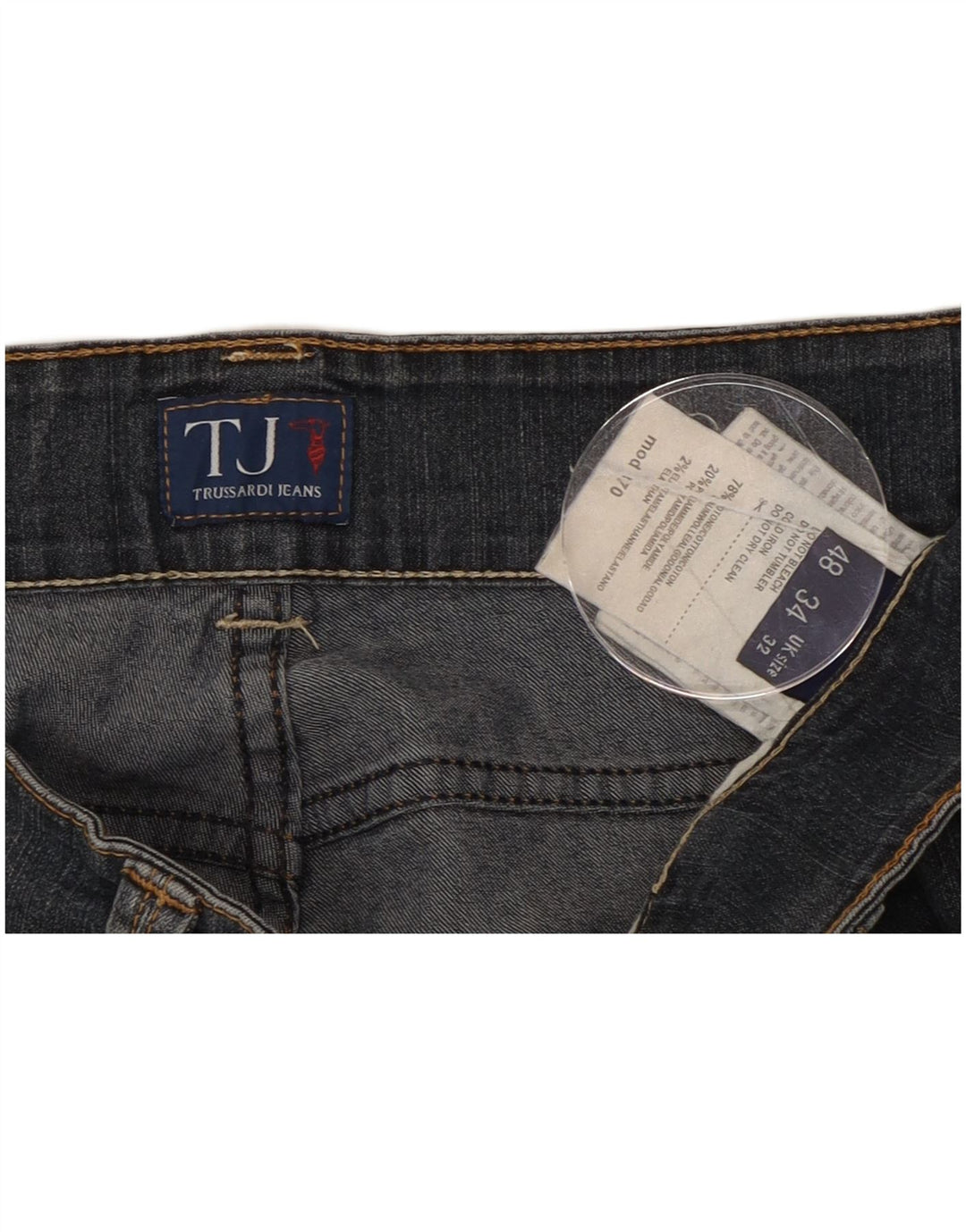 Trussardi Mens Slim Jeans W32 L32 Azul Algodão