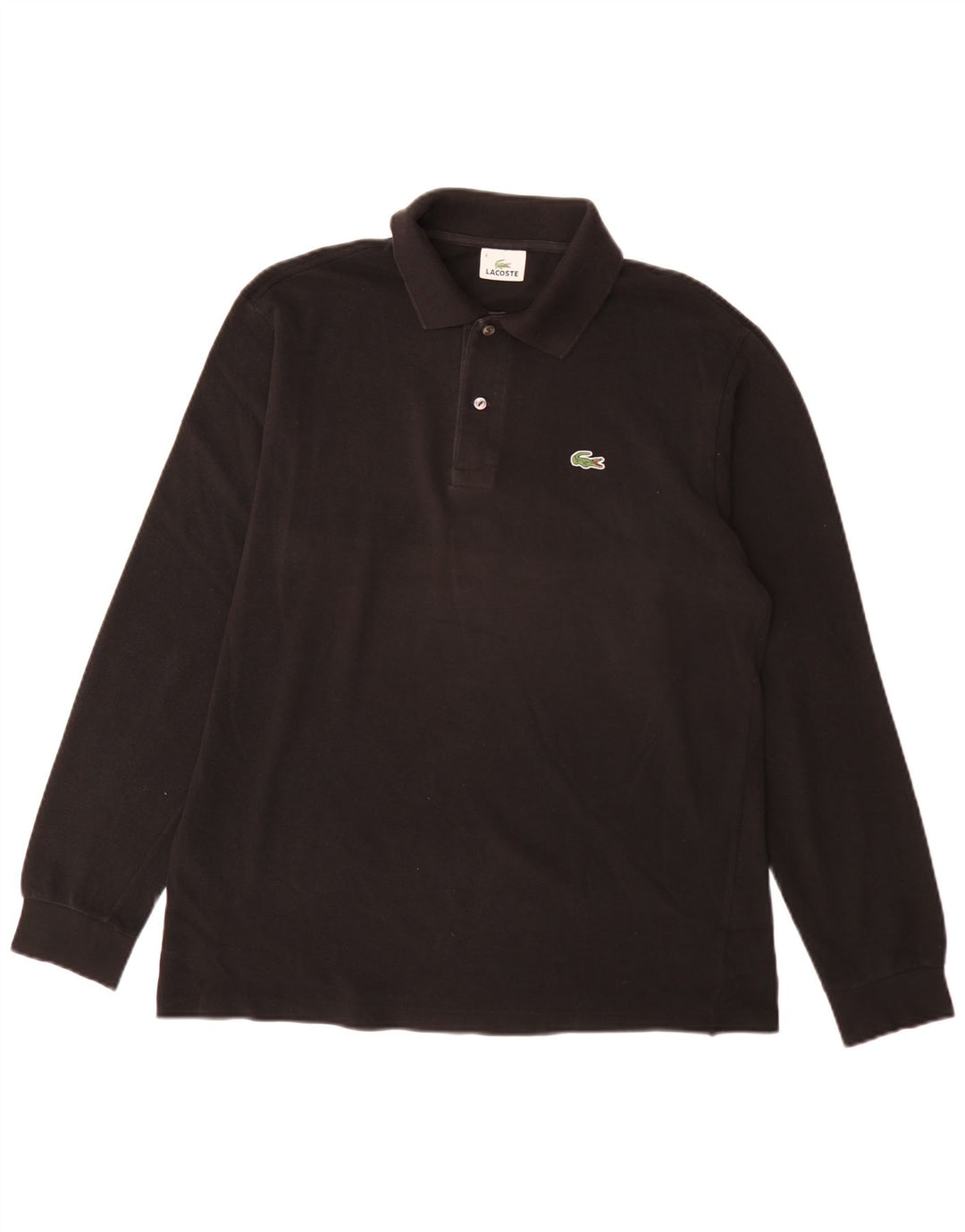 Camisa polo masculina Lacoste manga comprida regular fit tamanho 4 médio algodão preto