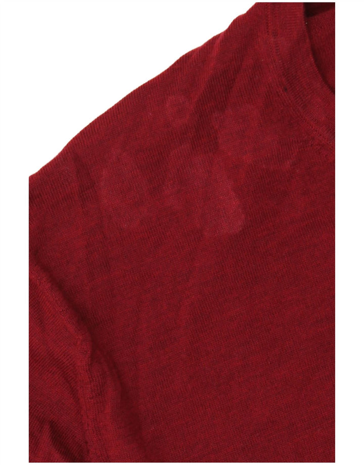 Suéter masculino Marks & Spencer com gola redonda XL lã Merino vermelha