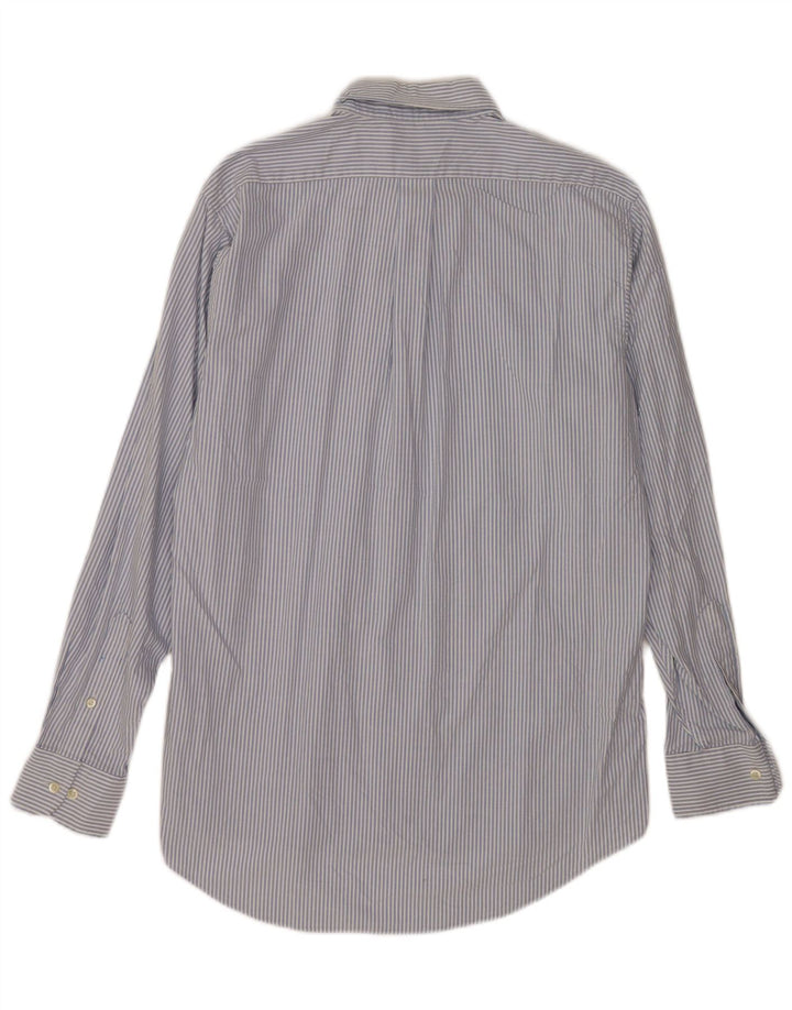 Camisa masculina Chaps Classic Fit tamanho 34/35 15-15 1/2 listrado azul médio