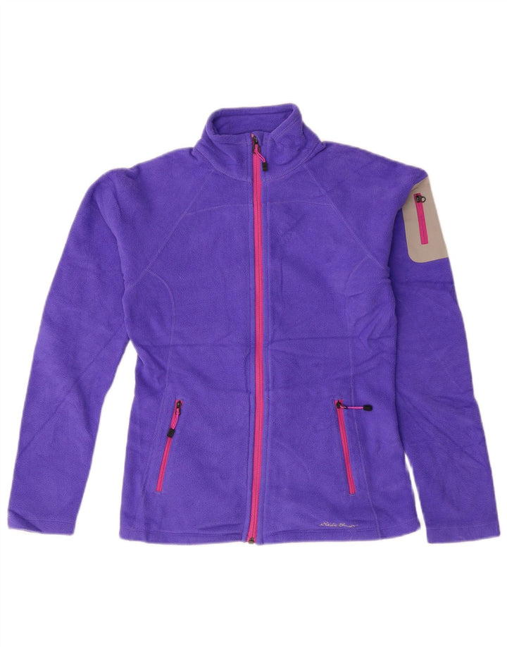 Jaqueta de lã feminina EDDIE BAUER UK 6 XS roxo Colourblock poliéster
