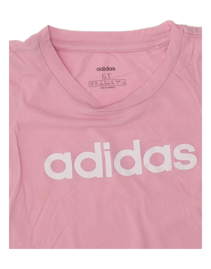 ADIDAS Girls Graphic T-Shirt Top 4-5 Years Pink Vintage Adidas and Second-Hand Adidas from Messina Hembry 