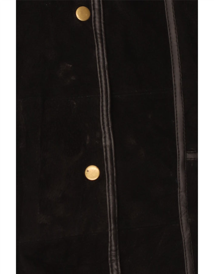 Jaqueta feminina de camurça Neuville Reino Unido 26/28 5XL couro preto