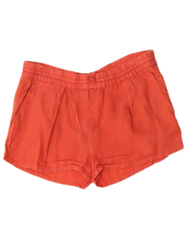 Zara Shorts feminino casual pequeno W32 linho vermelho