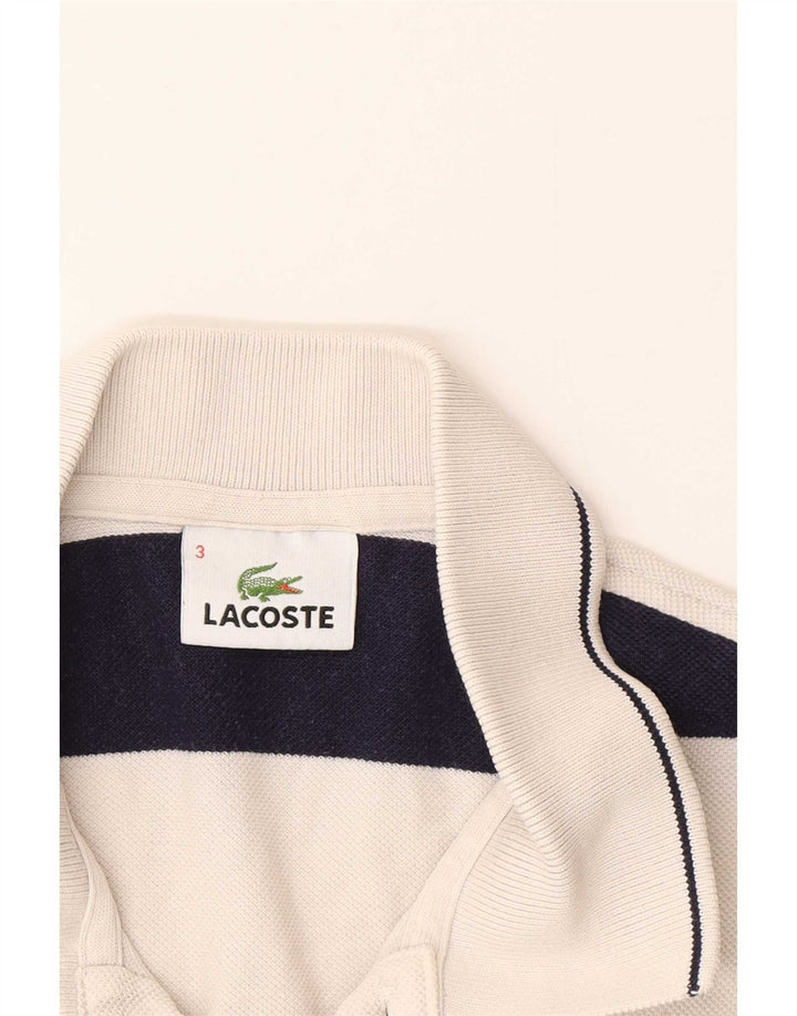 Camisa polo masculina Lacoste tamanho 3 pequena listrada branca