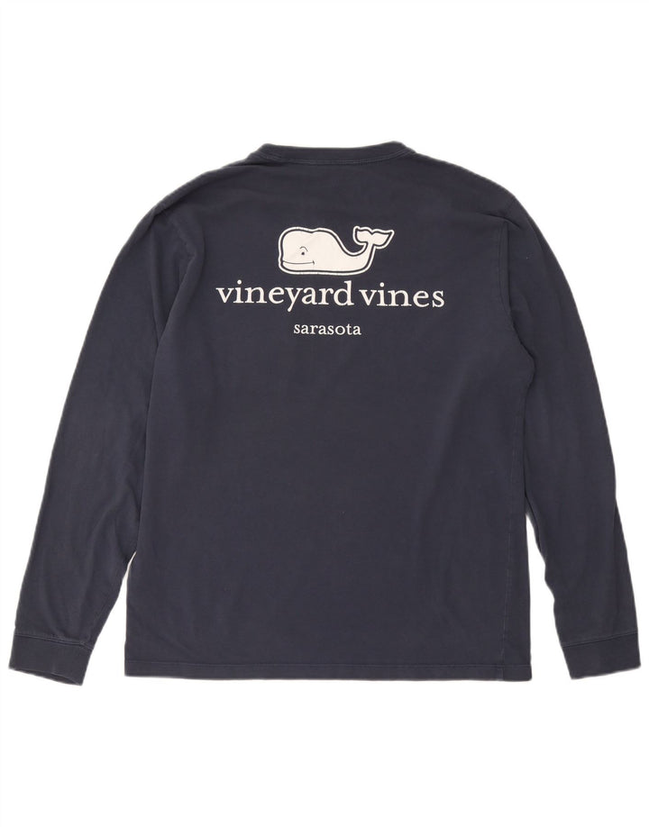 Top gráfico masculino Vineyard Vines manga comprida pequeno azul marinho algodão