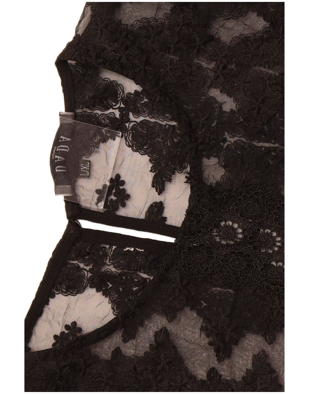 Blusa feminina DADA UK 14 grande preta floral