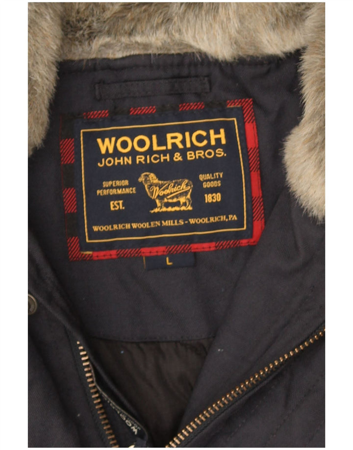 Jaqueta bomber masculina Woolrich com capuz Reino Unido 40 grande azul marinho