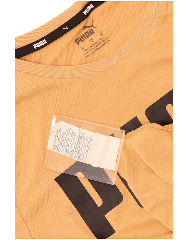 Puma Mens Graphic T-Shirt Top Médio Algodão Amarelo
