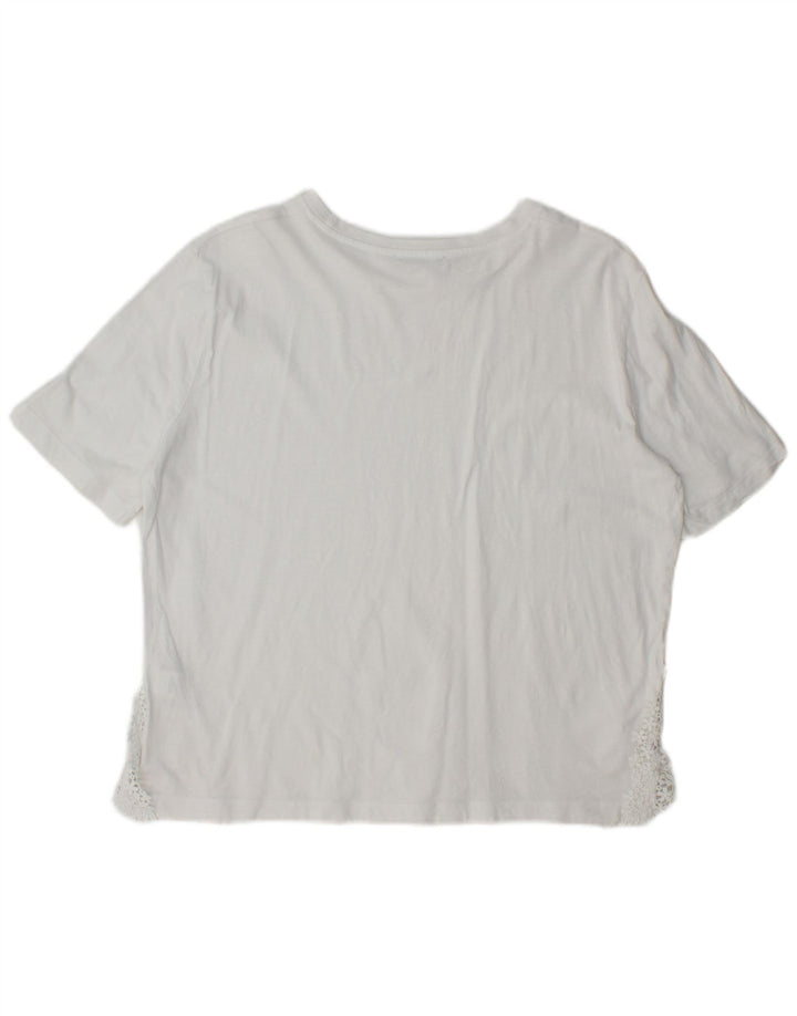 Camiseta feminina ZARA UK 14 algodão branco médio