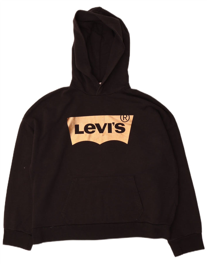 Moletom com capuz gráfico masculino Levi's pequeno algodão preto