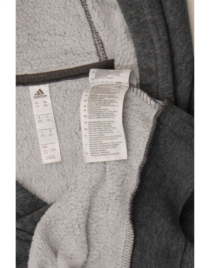 ADIDAS Mens Hoodie Jumper 2XL Grey Cotton Vintage Adidas and Second-Hand Adidas from Messina Hembry 