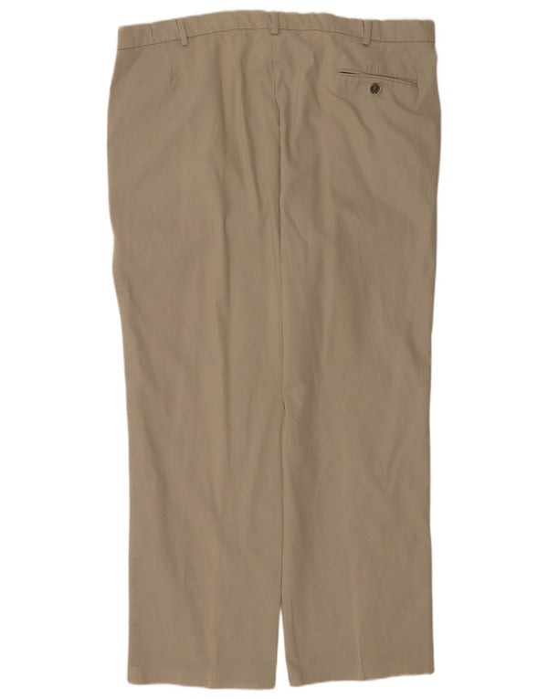 Calça masculina Marks & Spencer com pegged terno W42 L30 algodão bege
