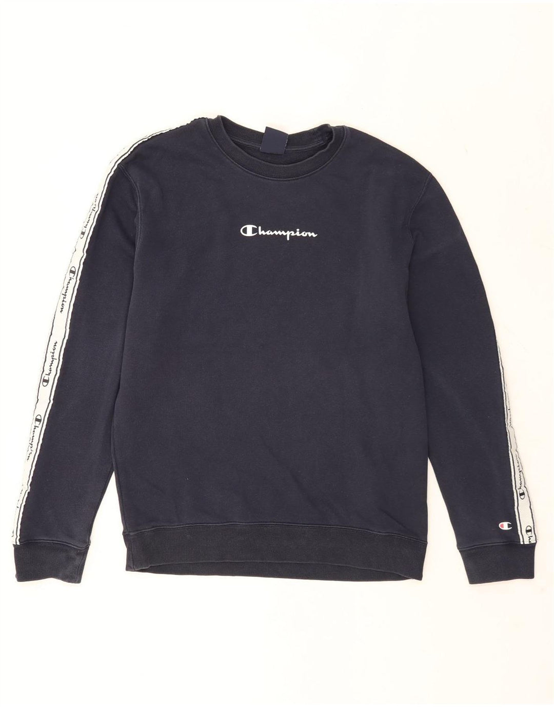 Champion moletom gráfico masculino jumper médio azul marinho algodão colorblock
