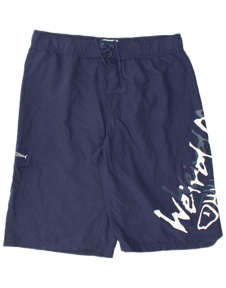 WEIRD FISH Mens Graphic Natação Shorts XL Azul Marinho Poliéster