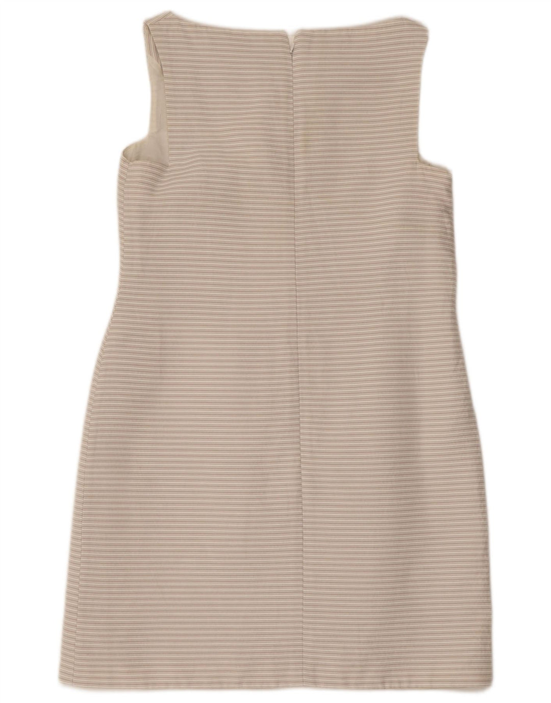 L.K. Vestido feminino BENNETT sem mangas com bainha UK 12 listrado cinza médio