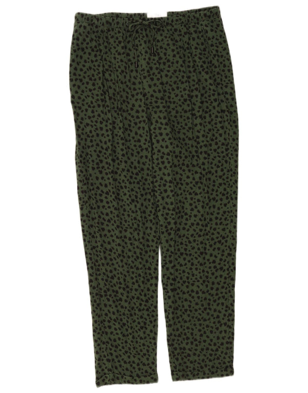 Calça feminina Marks & Spencer UK 12 médio W32 L26 verde animal print