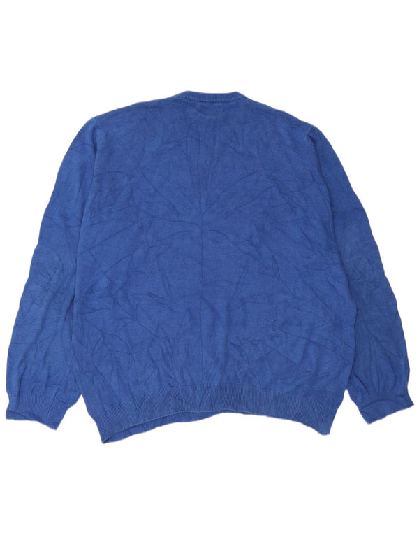 Suéter masculino Marks & Spencer com decote em V 2XL algodão azul