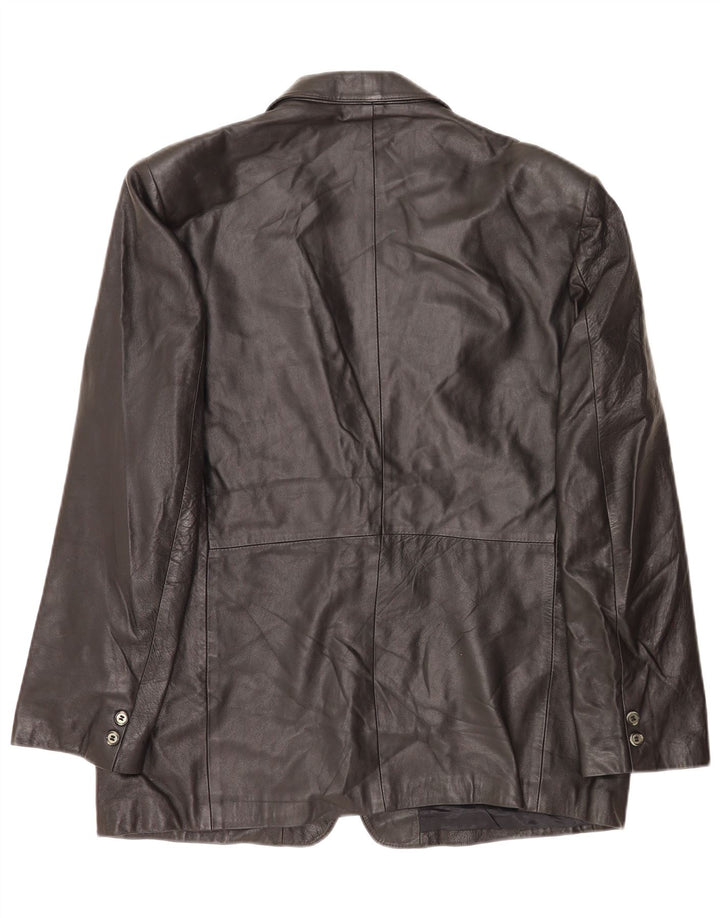 Jaqueta blazer masculina vintage de couro com 2 botões IT 52 XL preta
