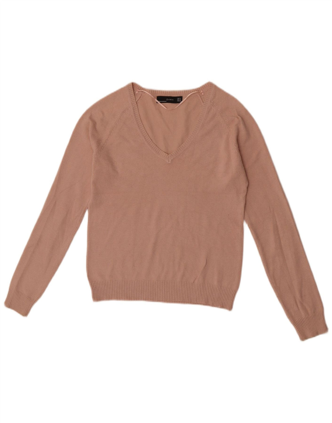 Zara Suéter feminino cropped com decote em V Reino Unido 12 rosa médio