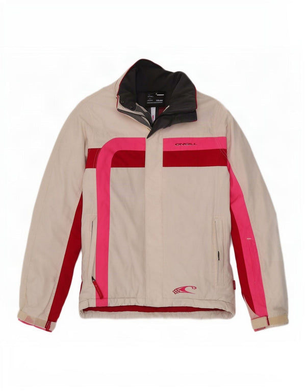 Jaqueta corta-vento feminina O'Neill UK 10 poliéster colorblock branco pequeno