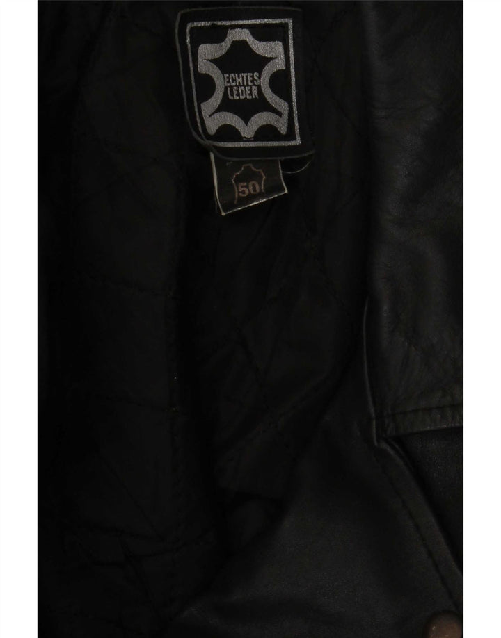 Jaqueta masculina vintage de couro militar para motociclista IT 50 médio preto