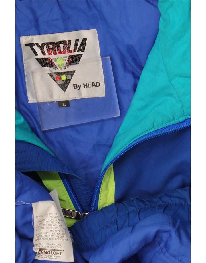 Jaqueta de esqui masculina Tyrolia UK 40 grande poliéster azul Colourblock